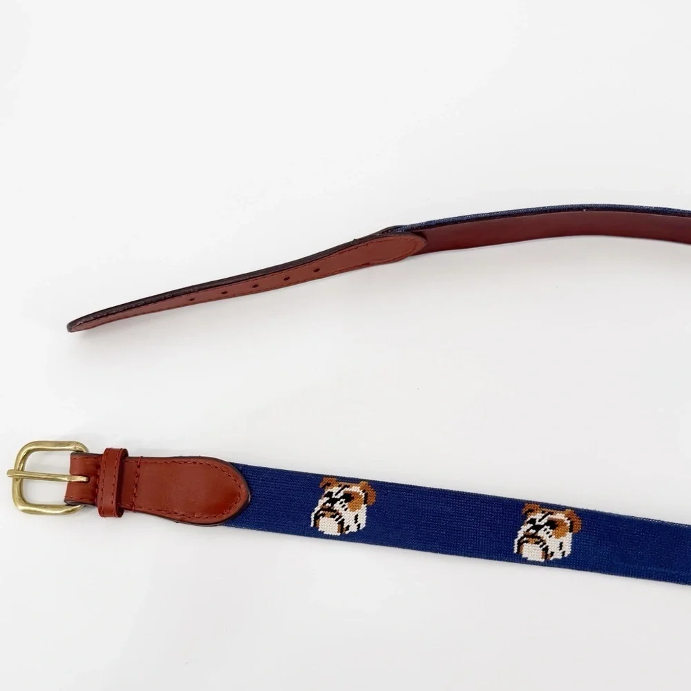 Smathers & Branson Bulldog Head Needlepoint Belt Retired Pattern